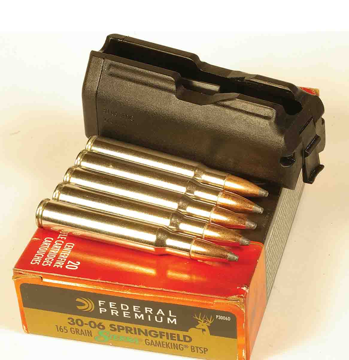 The Compass magazine holds five .30-06 cartridges.